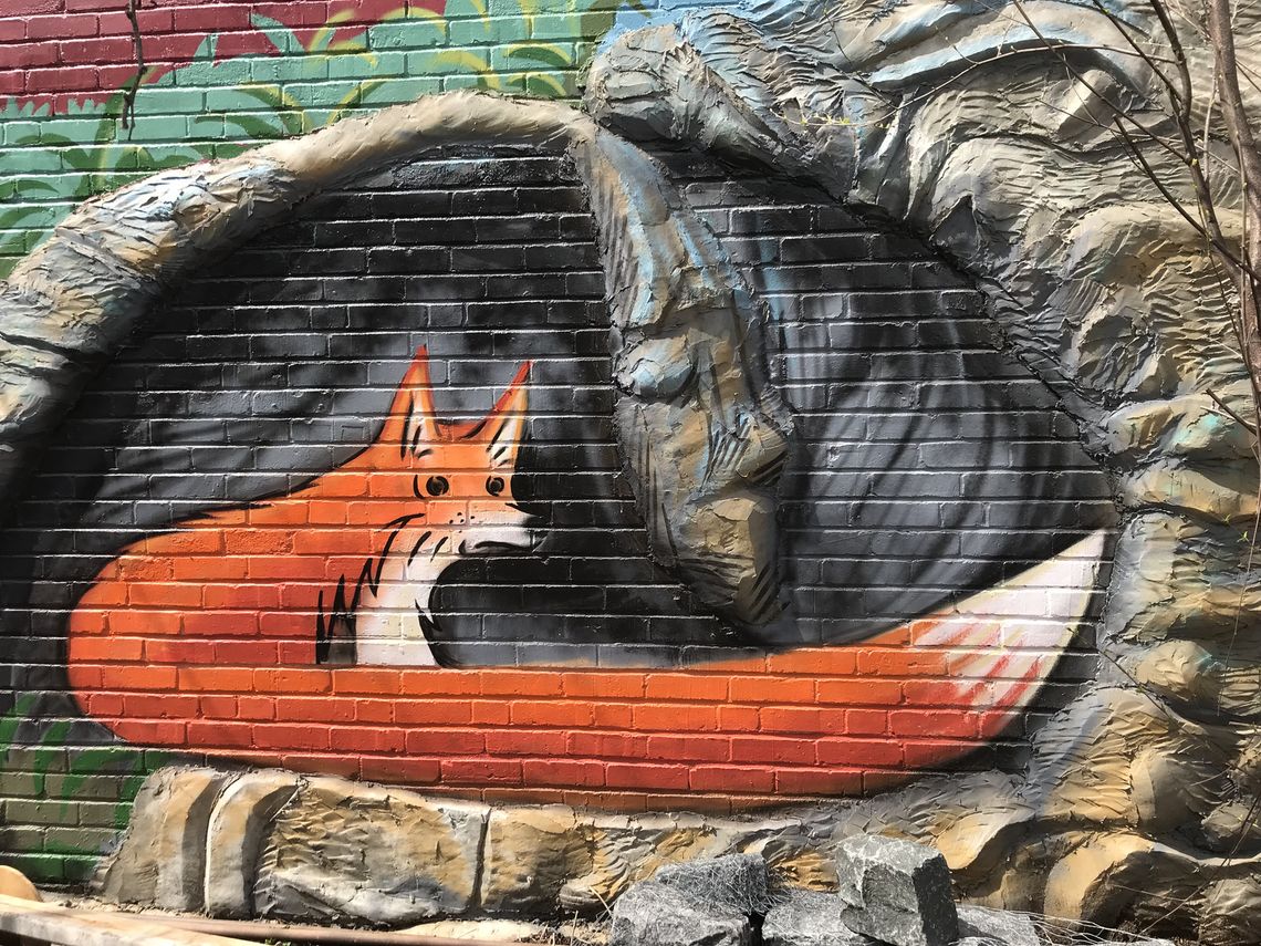 Photo: A place where the foxes burrow under rocks incorporates a nod to local folklore as part of the Watershed mural