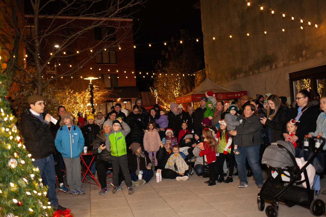 Photo: Record breaking crowds countdown to light Roxborough's holiday tree as part of the 2nd annual tree lighting at the Roxborough Pocket Park