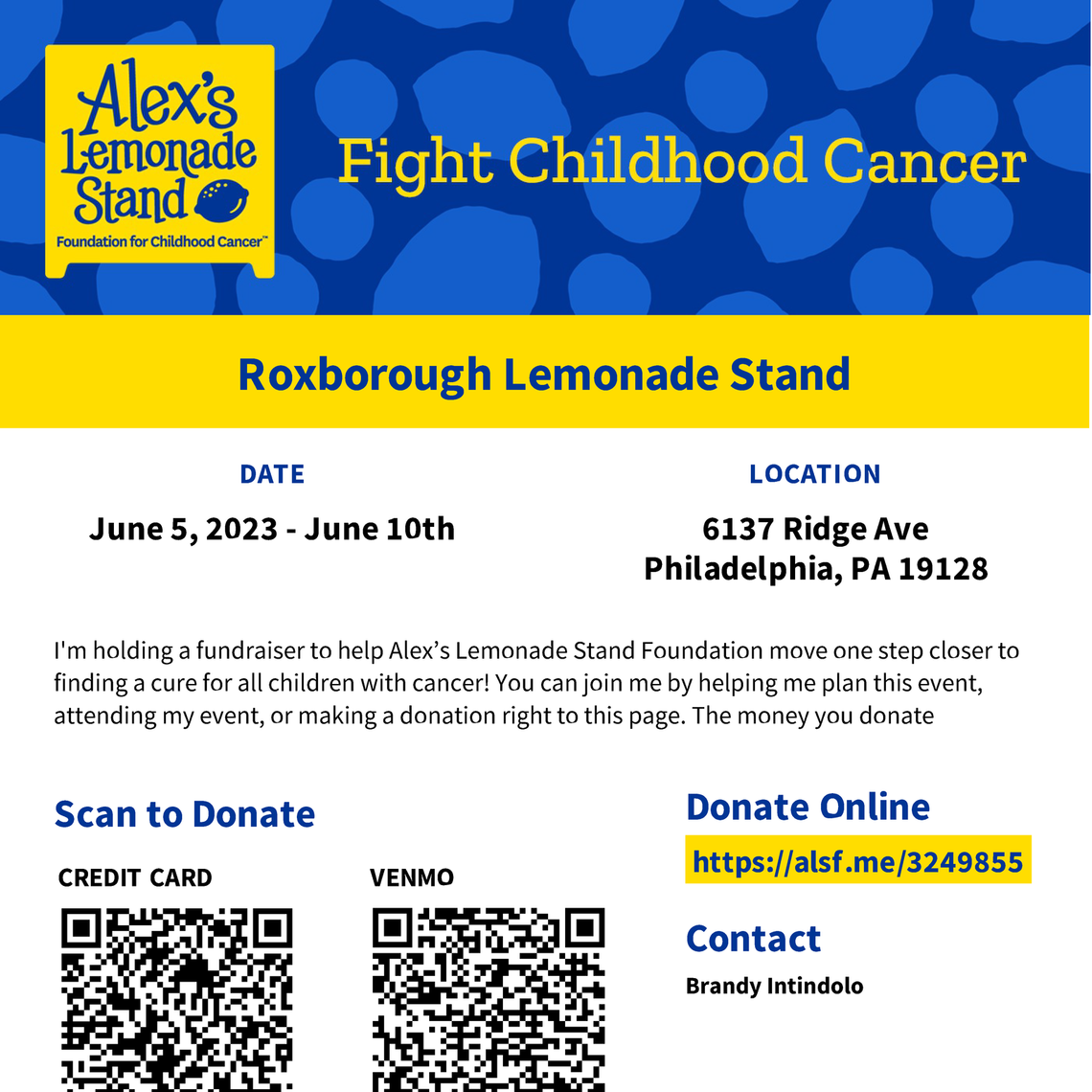 Photo: flyer a539f724d667 pdf alex s lemonade stand roxborough location june 5th june 11th